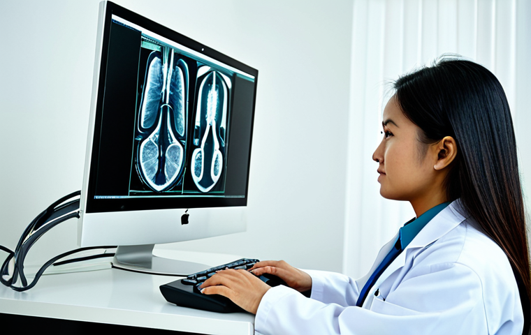 Medical Professional in Malaysia**

"A Malaysian female radiologist in a fully clothed, professional lab coat, reviewing a medical scan on a computer screen in a brightly lit hospital setting, appropriate attire, safe for work, perfect anatomy, natural proportions, professional photography, high quality."

**